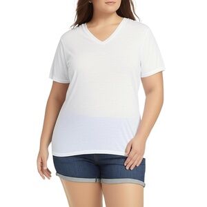J.JILL White Plus Size V Neck Basic Essential Casual Chic T-shirt Womens Size 2X